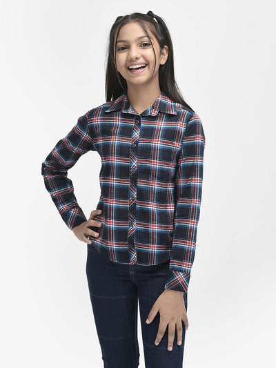 Red Checked Shirt-Girls Shirts-Crimsoune Club