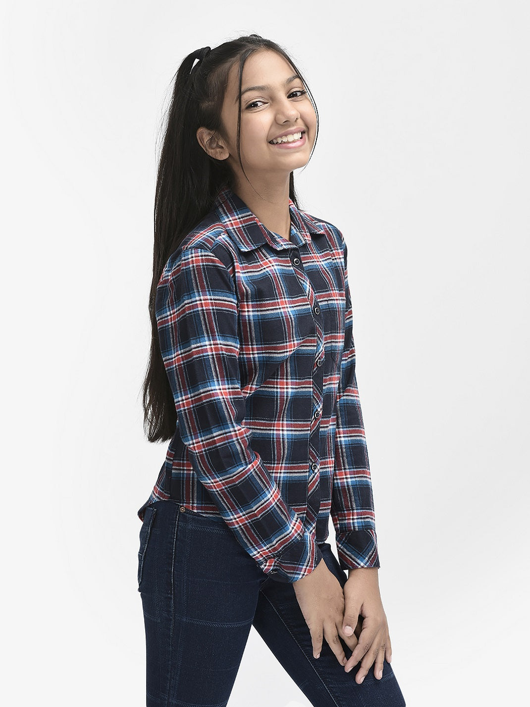 Red Checked Shirt-Girls Shirts-Crimsoune Club