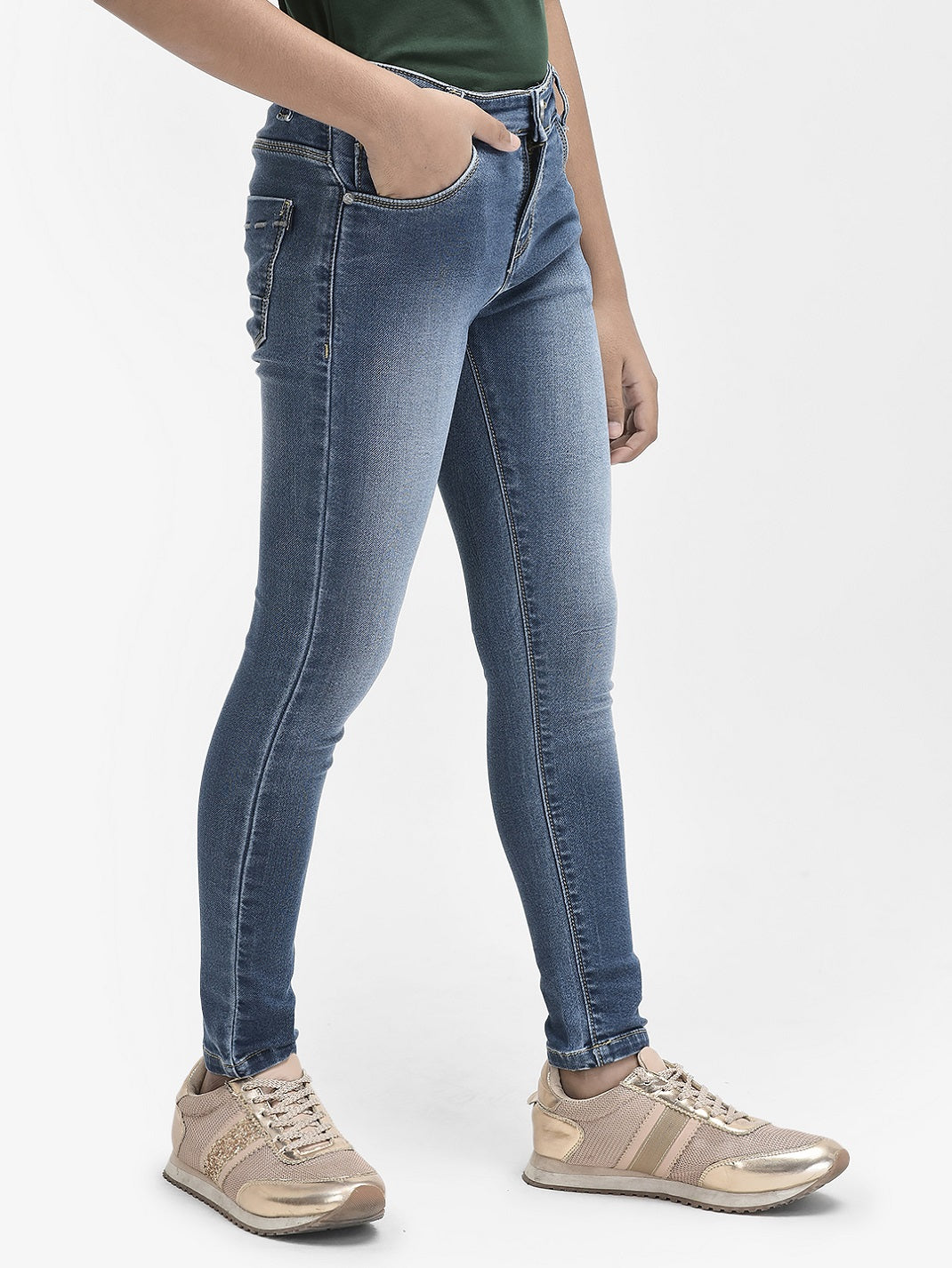 Blue Skinny Jeans-Girls Jeans-Crimsoune Club