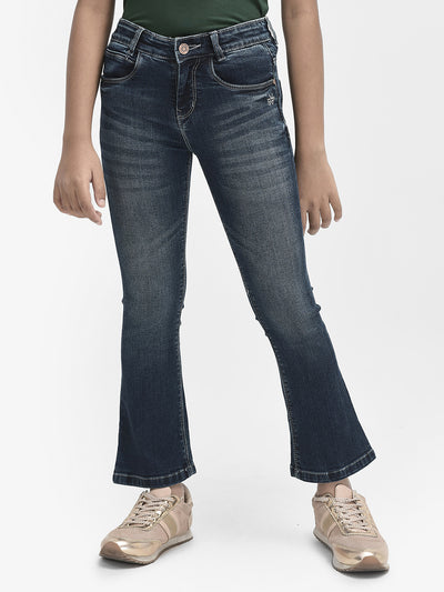 Blue Bootcut Jeans-Girls Jeans-Crimsoune Club