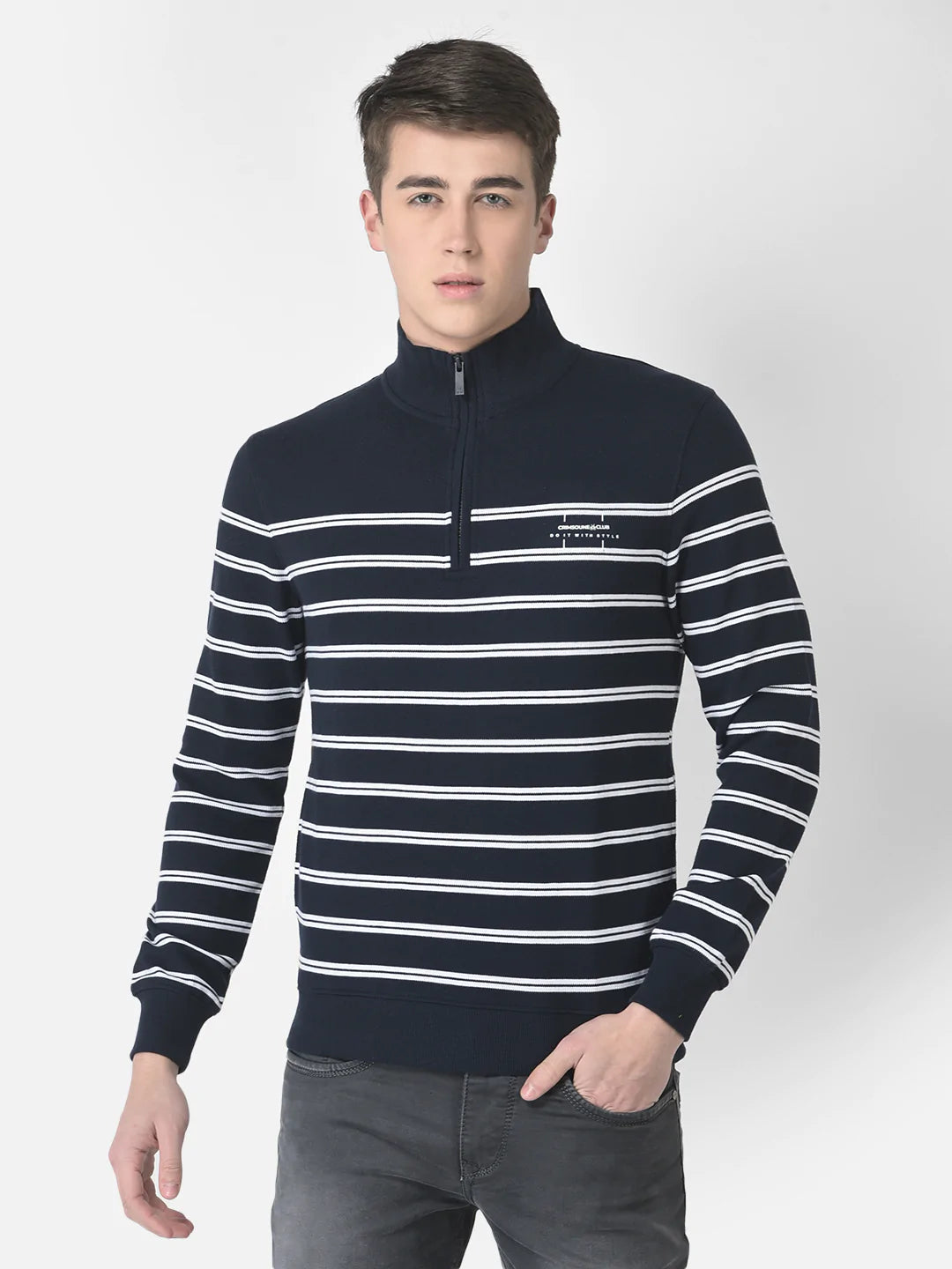  Navy Blue Pin-Striped Sweatshirt 