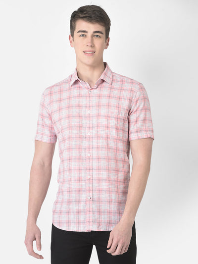  Half-Sleeved Pink Checkered Shirt 