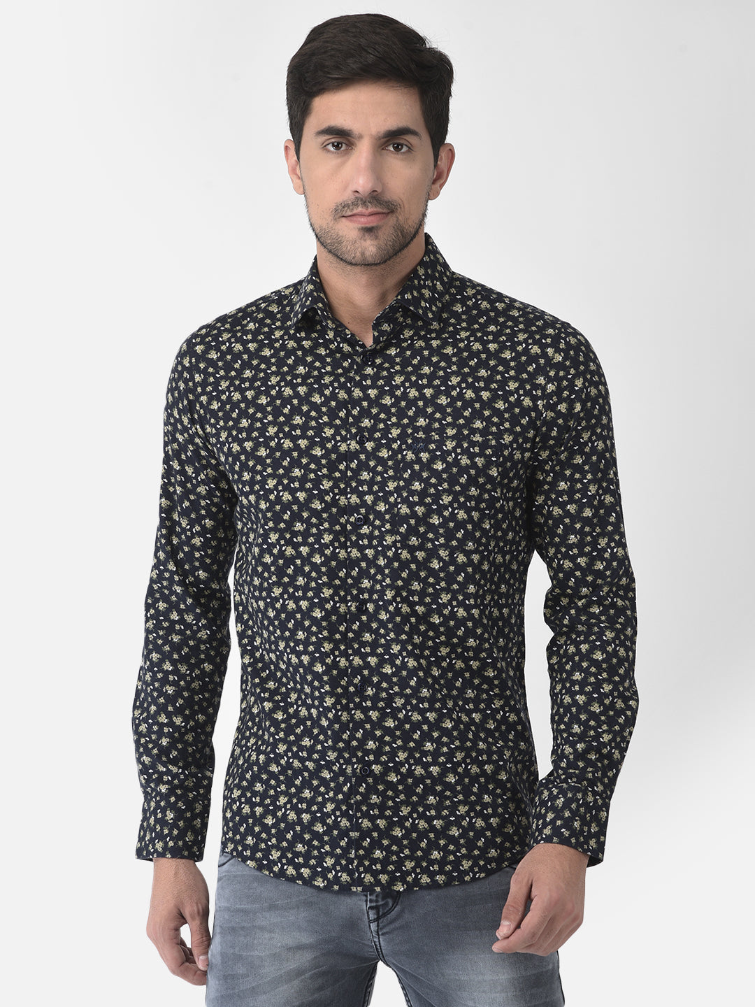 Floral Navy Blue Shirt - Men Shirts