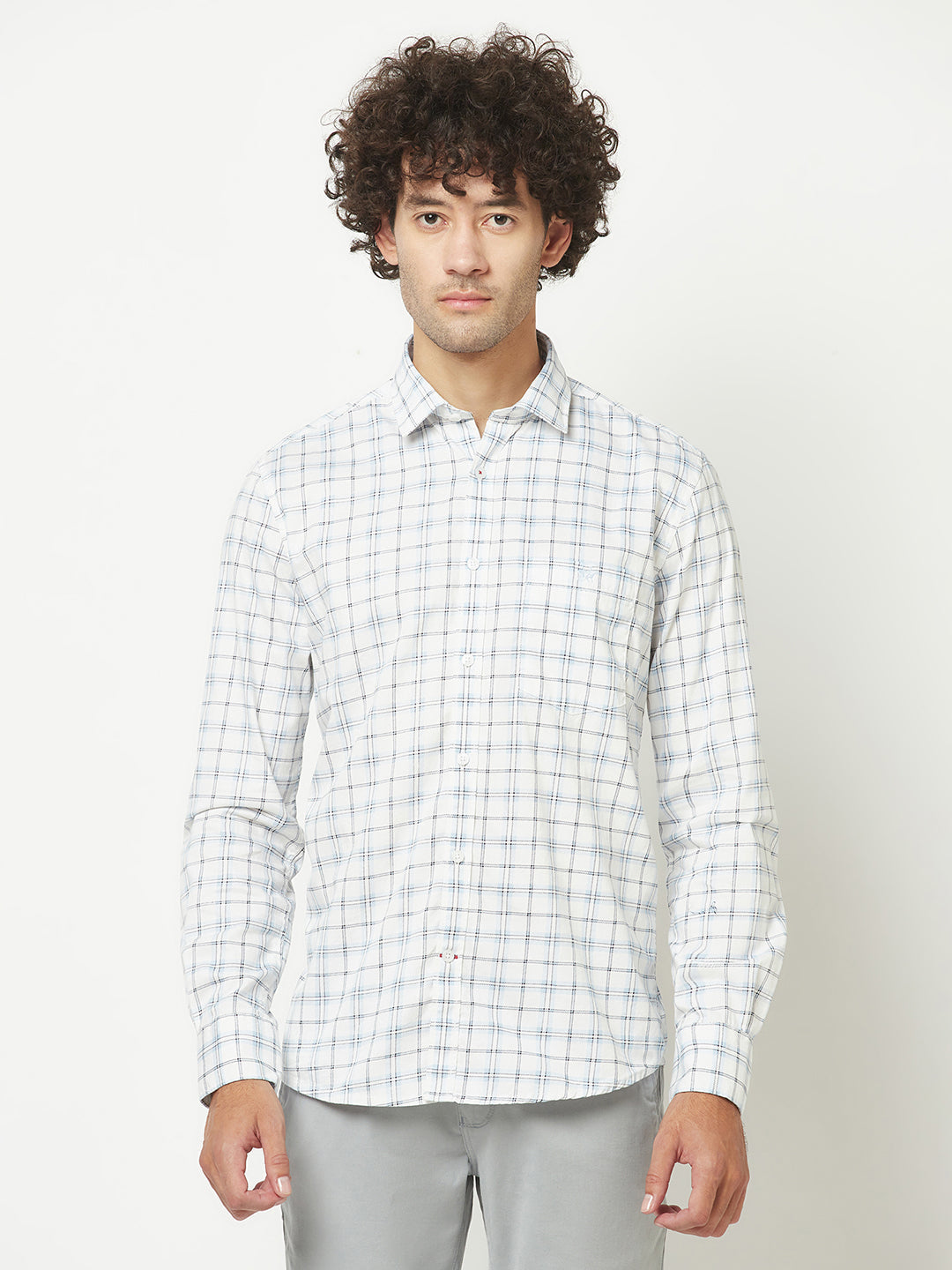  White Windowpane Checked Shirt