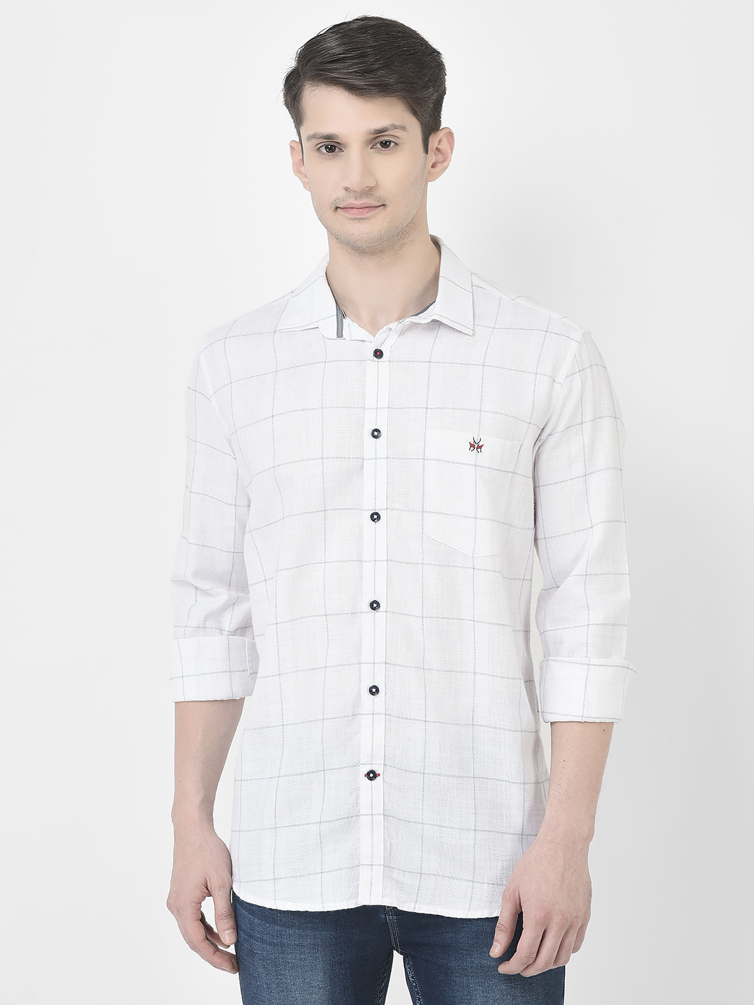  White Graph Check Shirt 