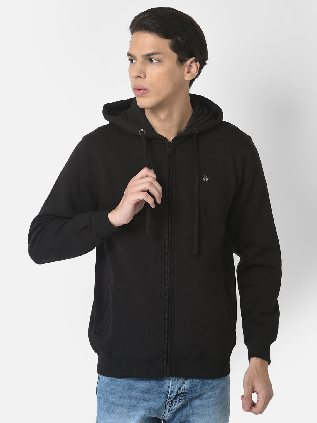 Black Zipper Sweatshirt with Hoodie