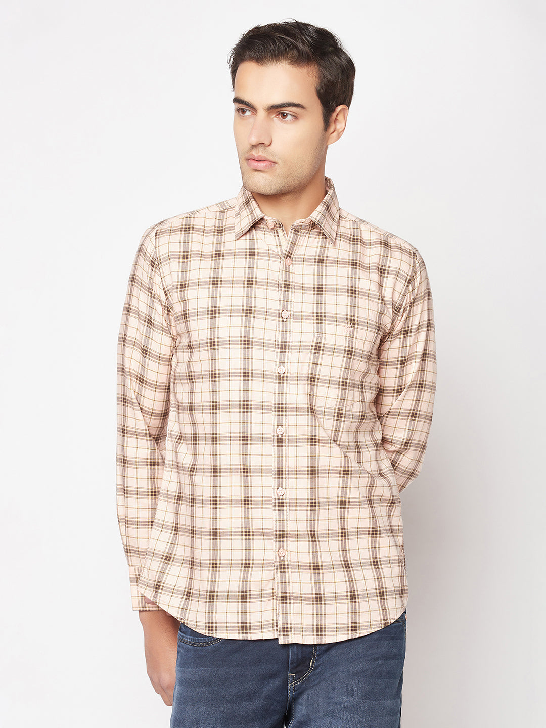  Checked Peach Shirt