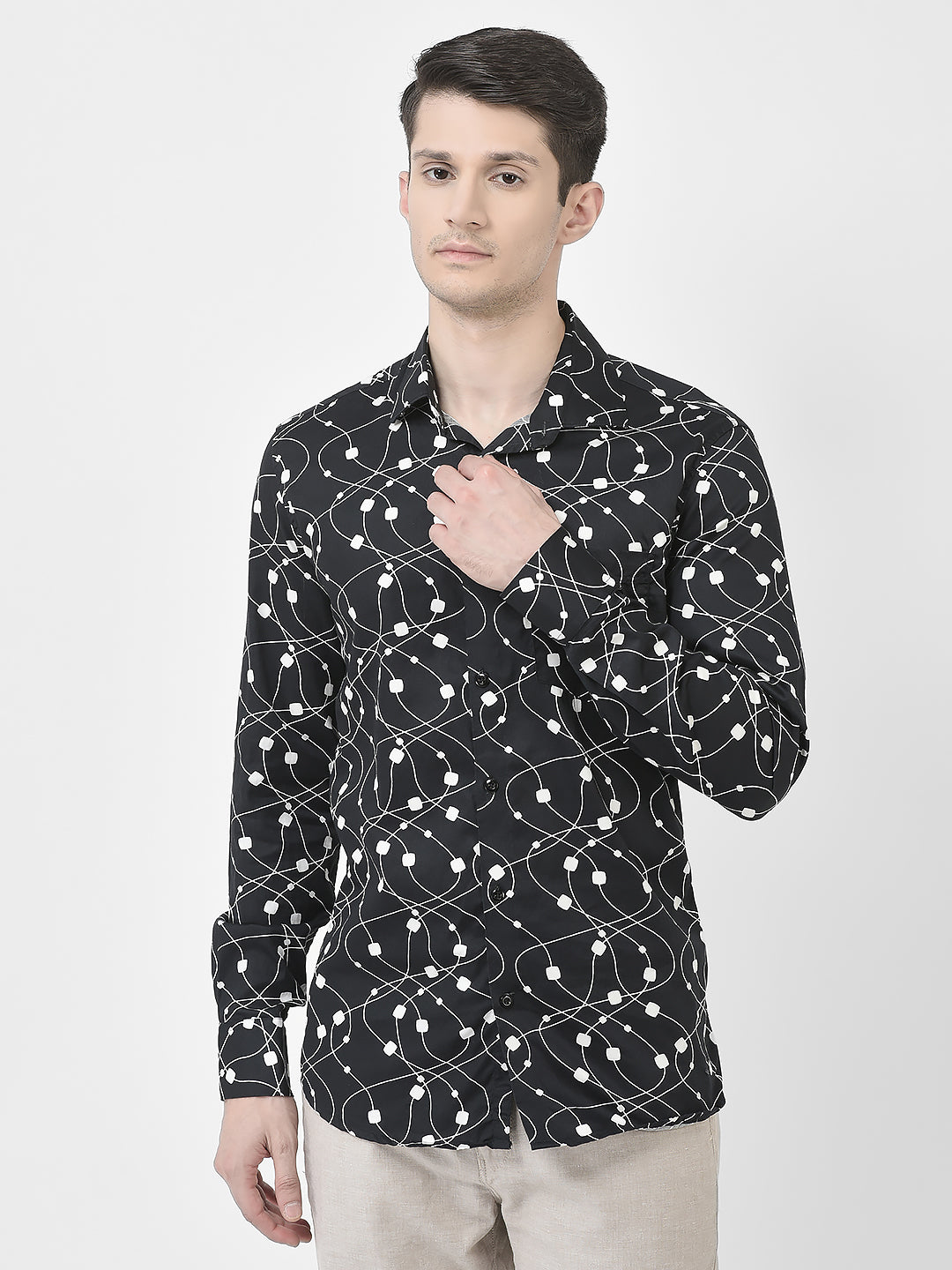 Abstract Print Black Shirt