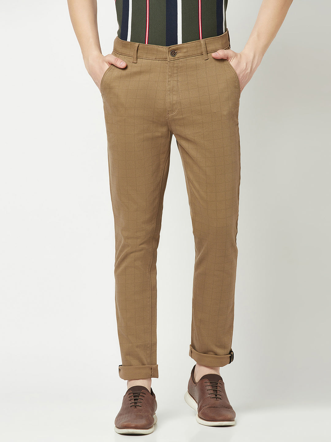  Checked Brown Trousers