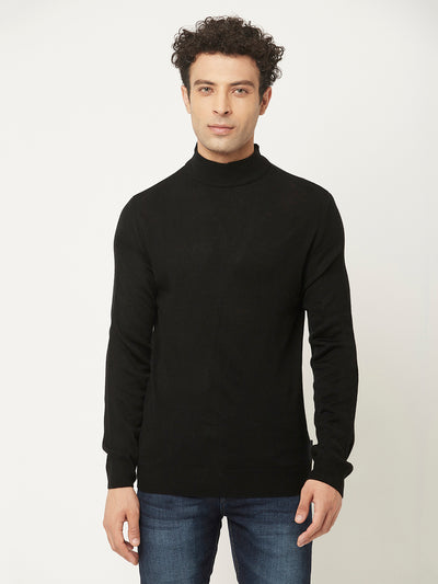 Black Sweater in Relaxed Fit-Men Sweaters-Crimsoune Club