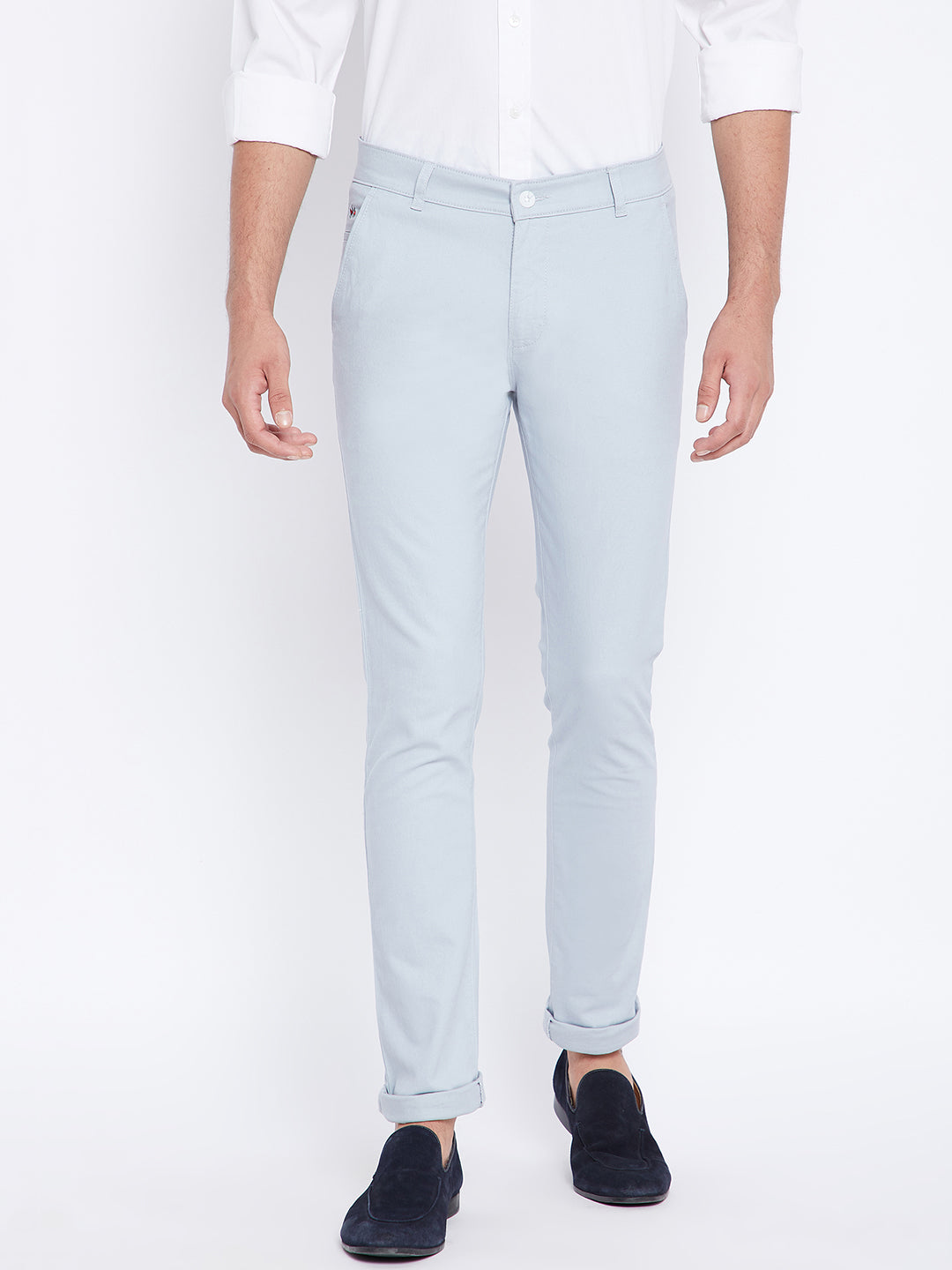 Blue Slim Fit Trousers - Men Trousers