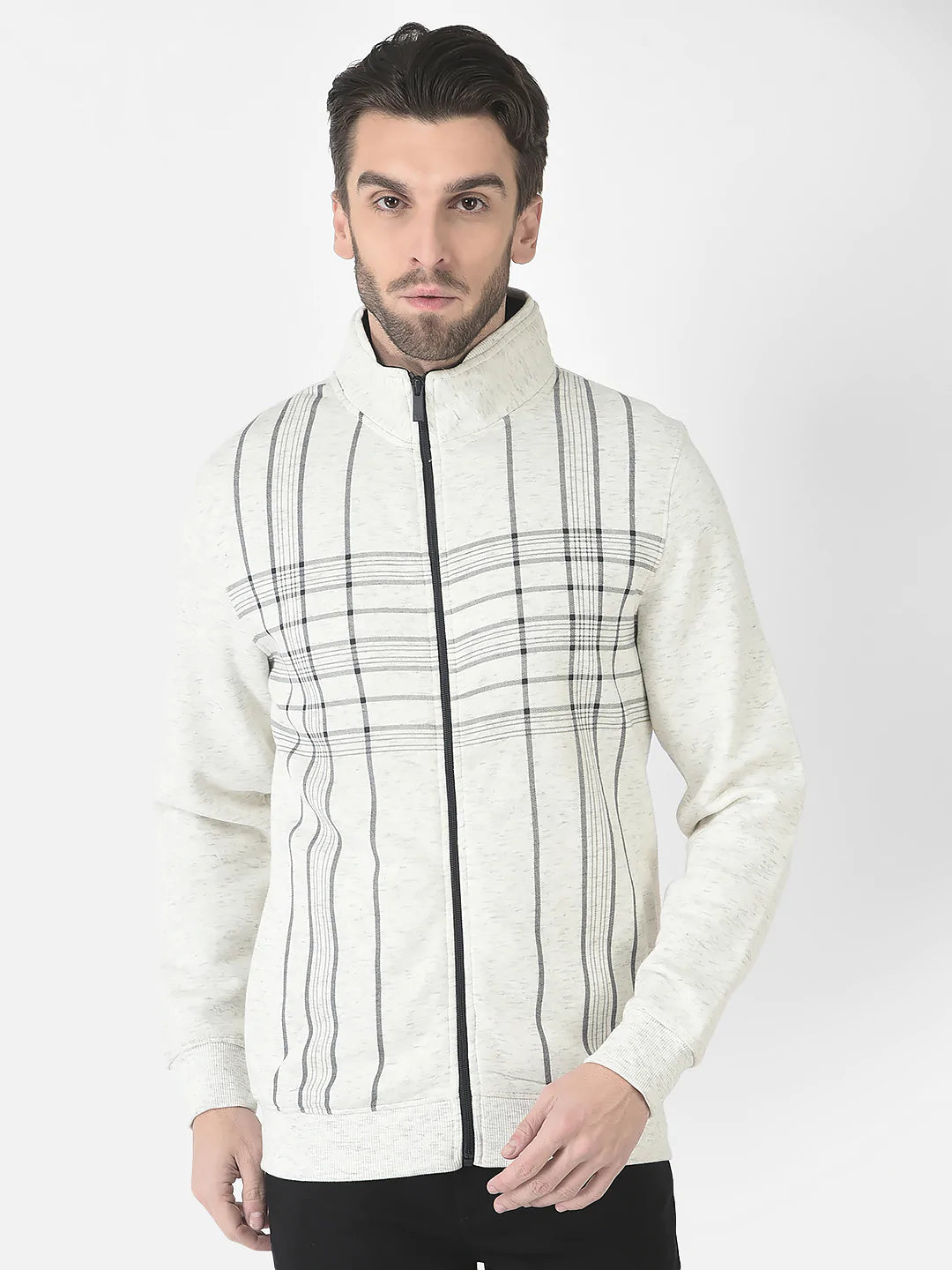  Off-White Striped Zipper Sweatshirt