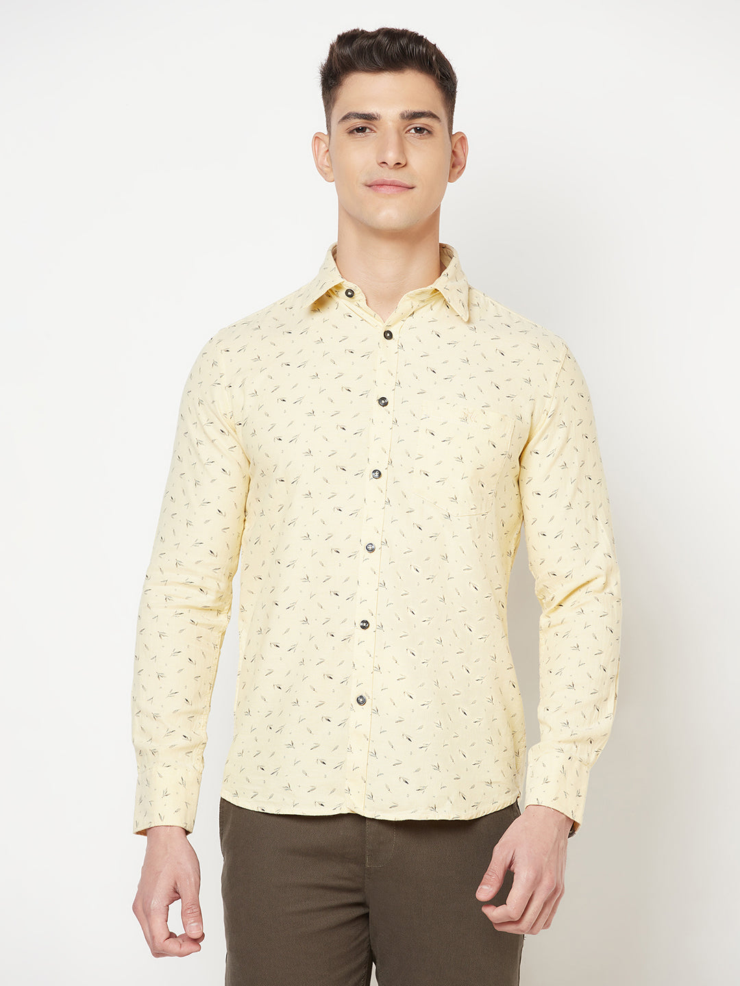 Yellow Floral Shirt - Men Shirts