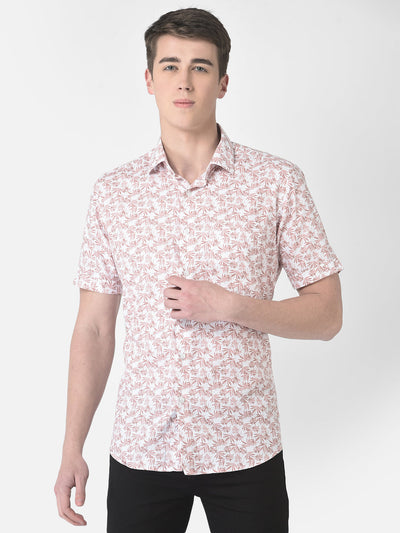  Short-Sleeved Peach Floral Shirt