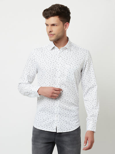 White Floral Printed Shirt-Men Shirts-Crimsoune Club