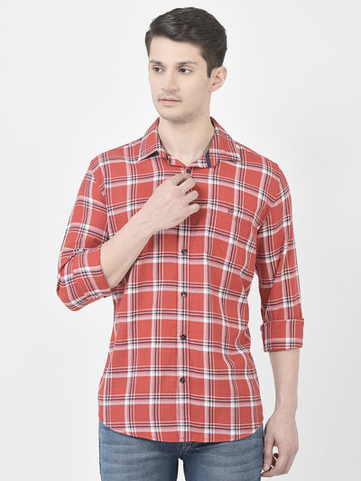  Bright Red Checkered Shirt