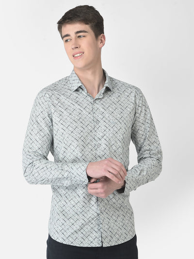  Grey Diagonally Checked Shirt