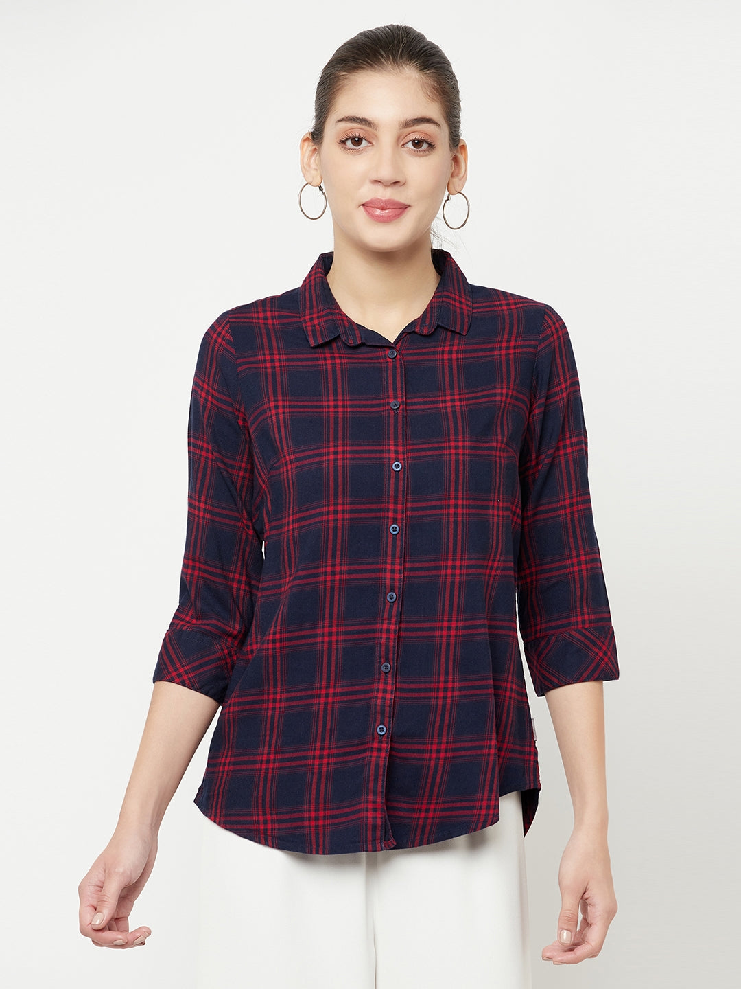 Red Checked Shirt - Women Shirts