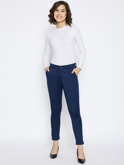 Solid Women Navy Blue Cotton Trouser, Casual Wear, Waist Size: 34 at Rs  230/piece in Bengaluru