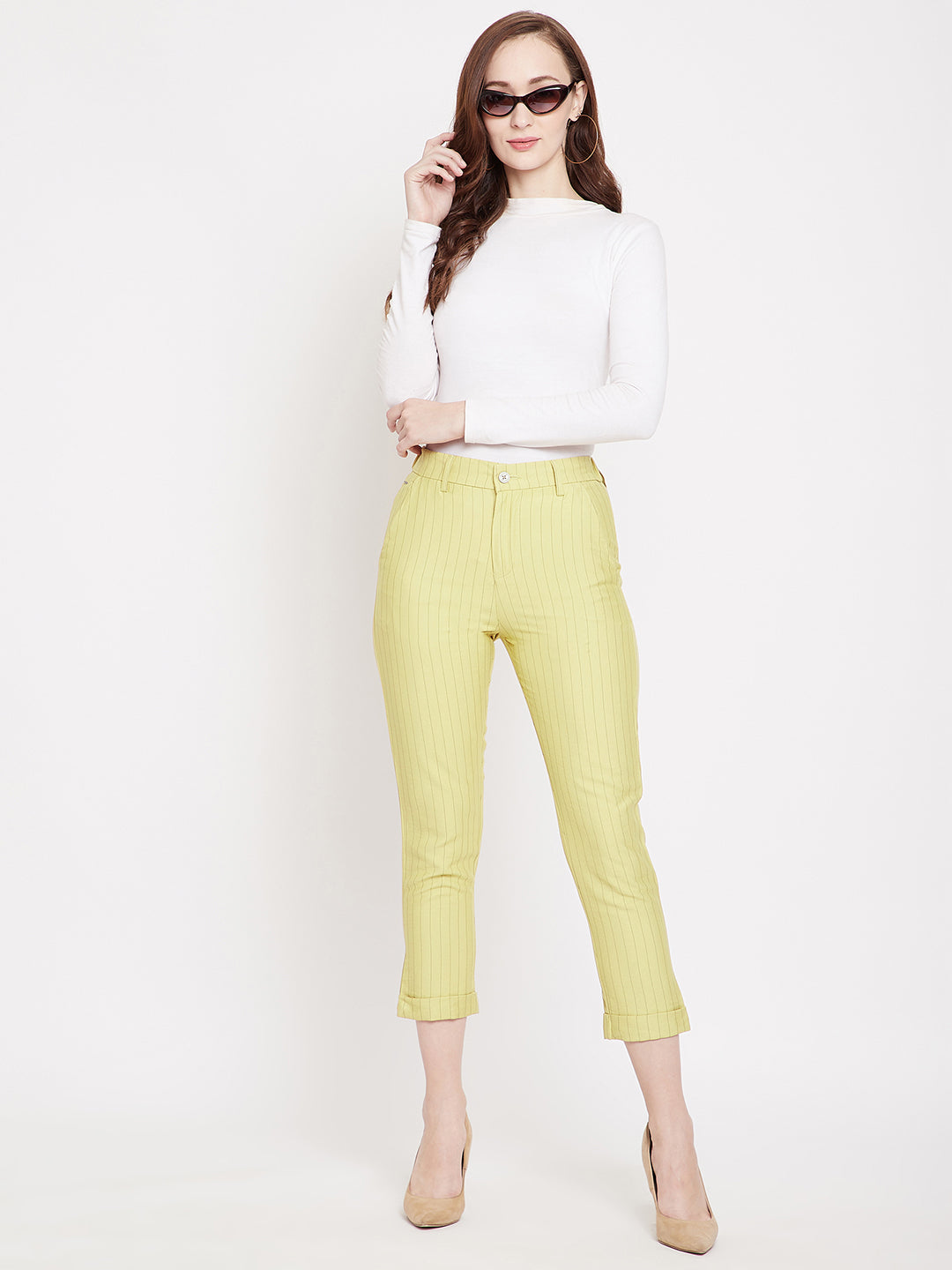 Buy online White Striped Trouser from bottom wear for Women by Vmart for  299 at 0 off  2023 Limeroadcom