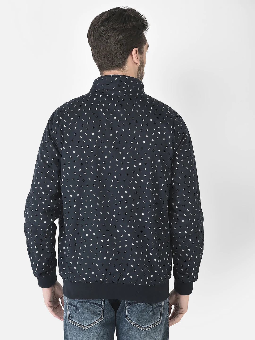  Navy Printed Bomber Jacket 