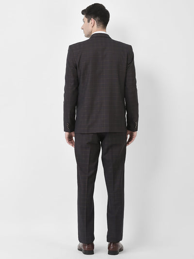  Brown Graph Checked Suit Set