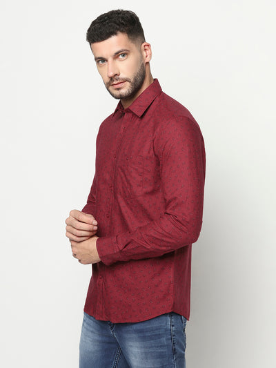 Maroon Floral Shirt-Men Shirts-Crimsoune Club