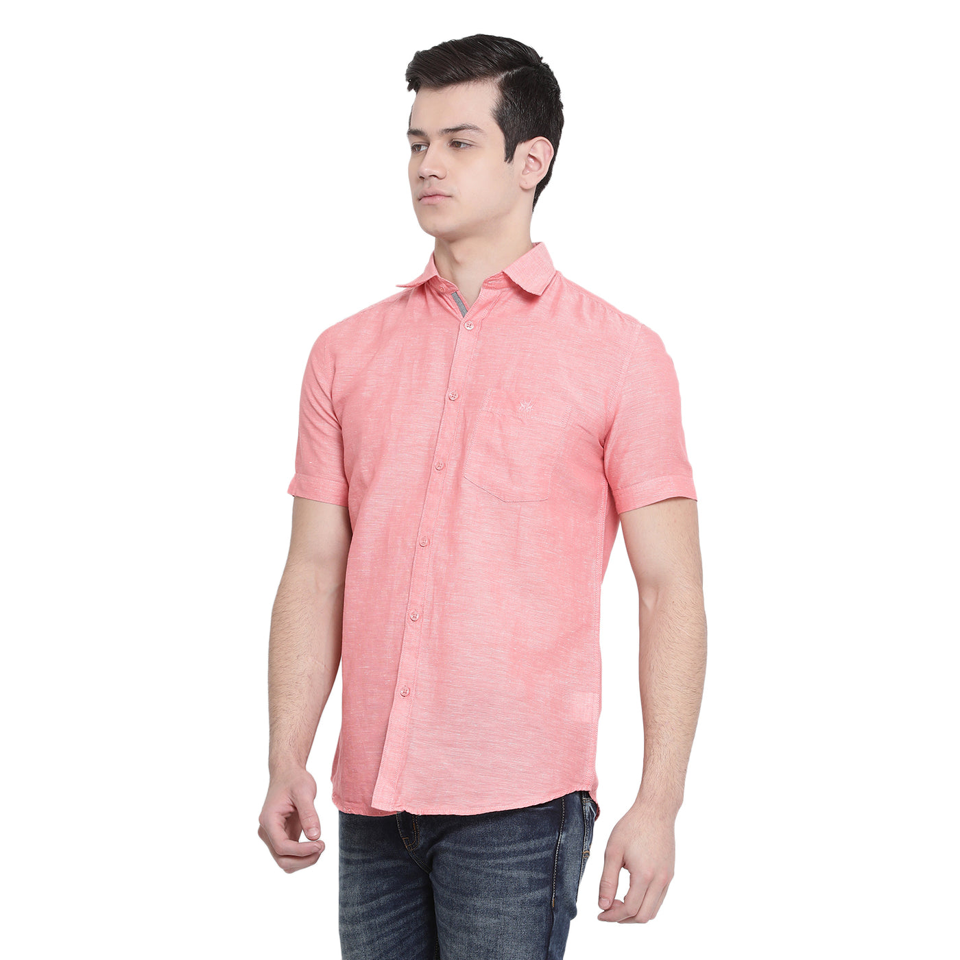 Pink Solid Spread Collar Slim Fit shirts-Men Shirts-Crimsoune Club