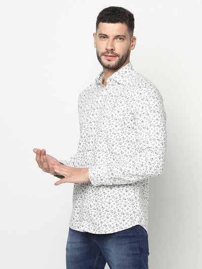 White Floral Shirt-Men Shirts-Crimsoune Club