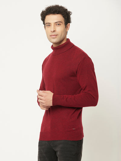 Maroon Sweater with Melange Effect-Men Sweaters-Crimsoune Club