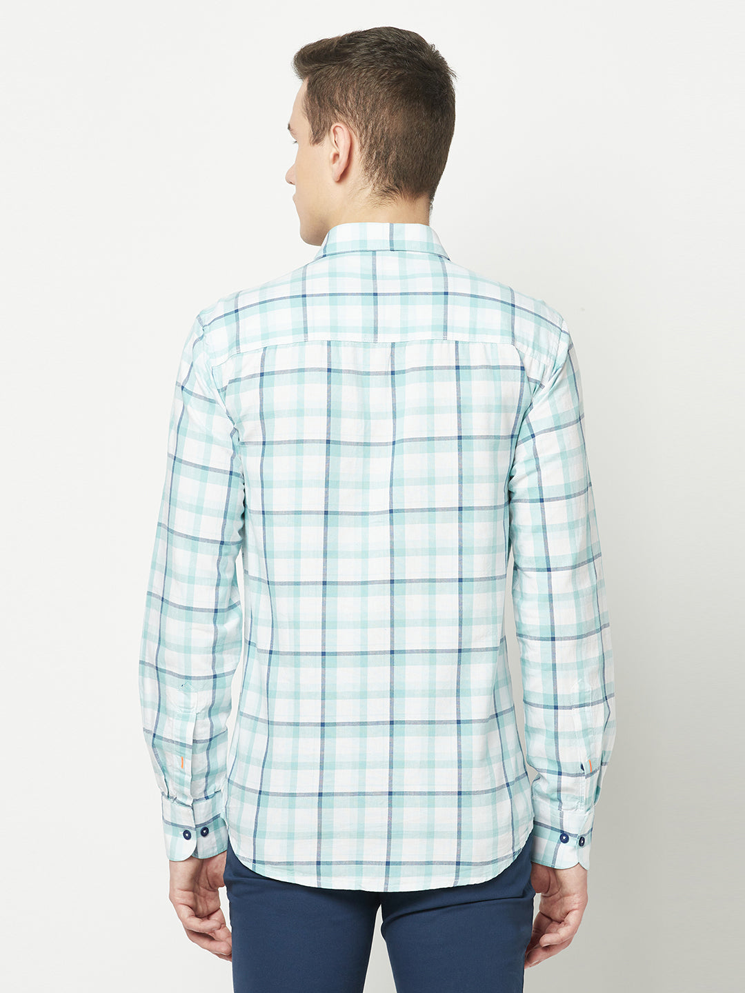  Teal Blue Checkered Shirt