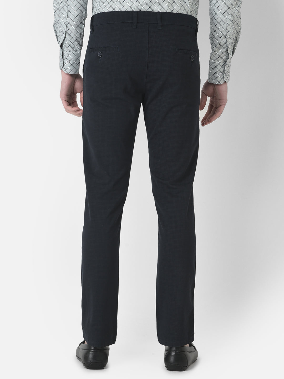  Navy Blue Checked Trousers