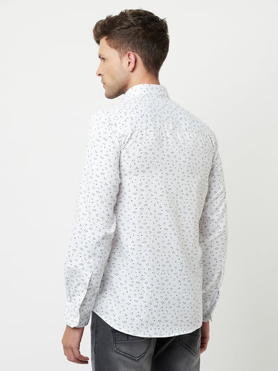 White Floral Printed Shirt-Men Shirts-Crimsoune Club