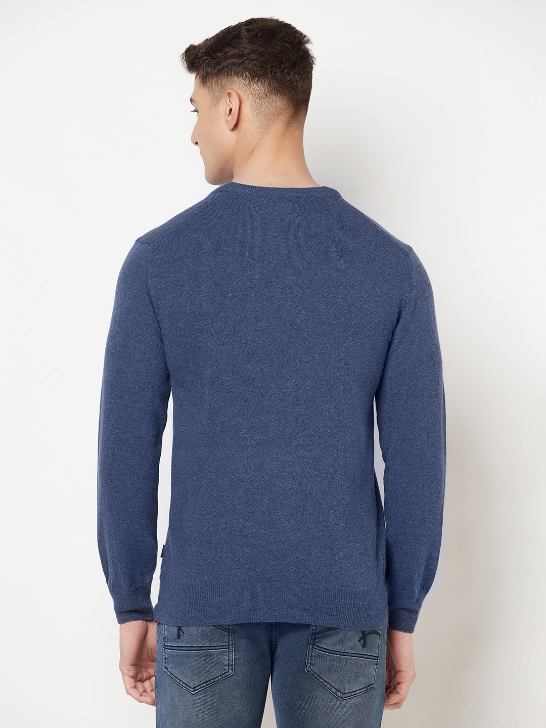 Blue Round Neck Sweater - Men Sweaters