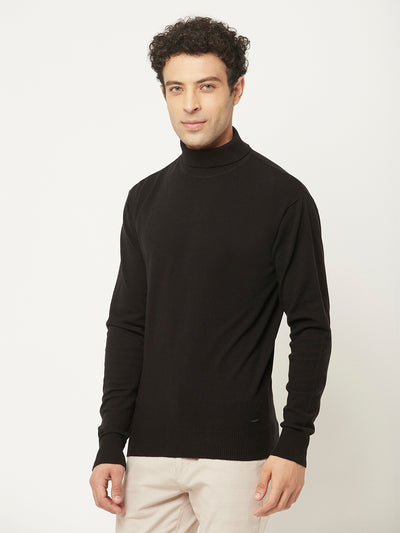 Black Sweater with High-Neck-Men Sweaters-Crimsoune Club