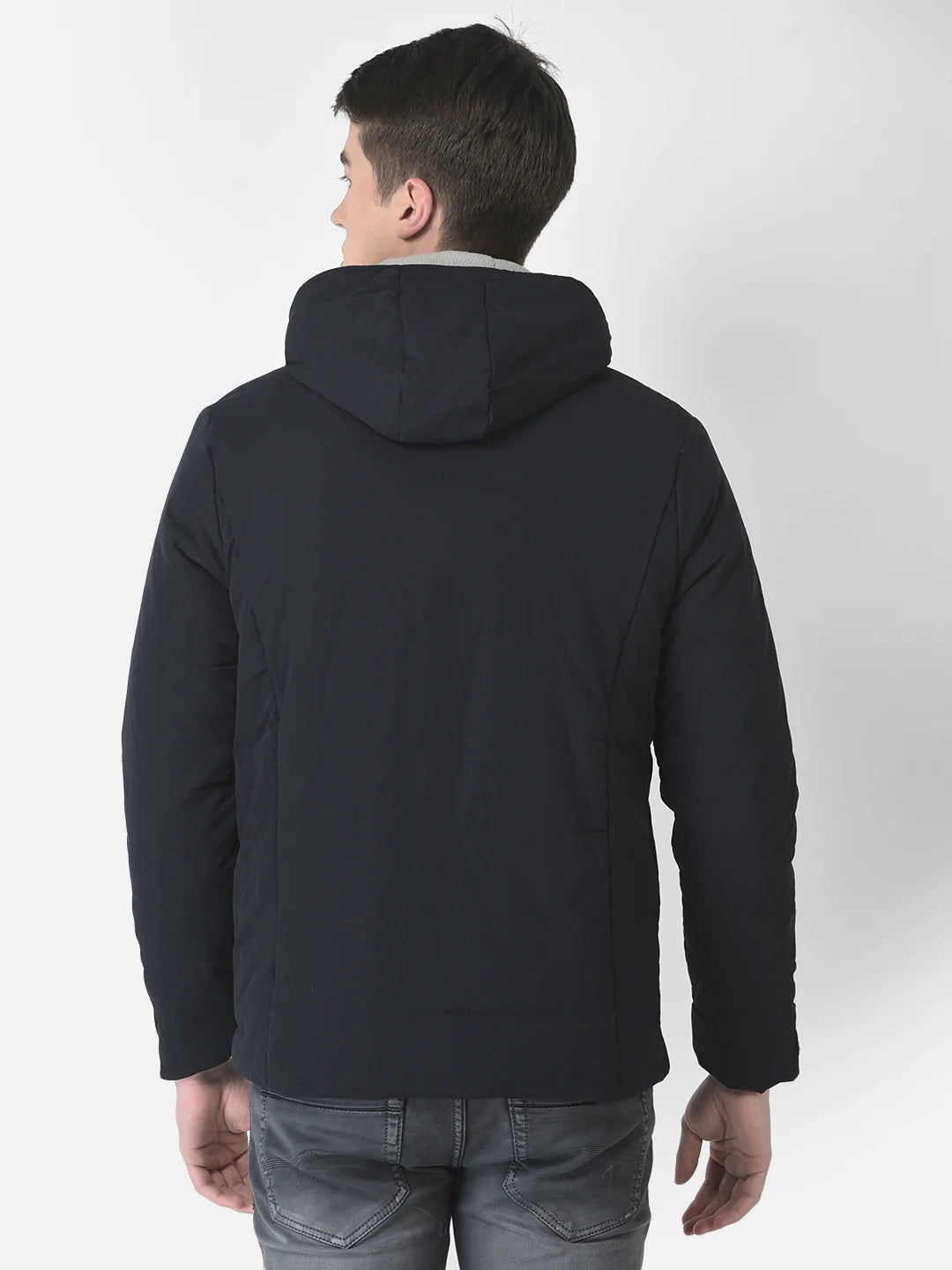  Navy Hooded Light-Padding Jacket 