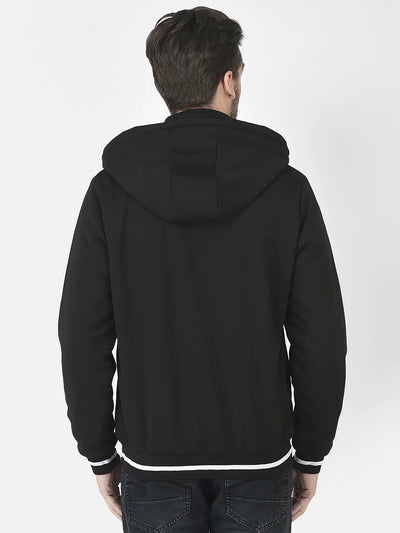  Black Hooded Bomber Jacket 