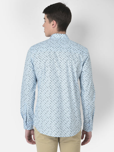  Blue Diagonally Checked Shirt