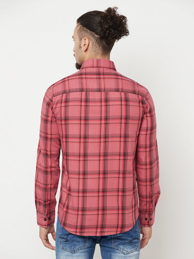 Pink Checked Casual Shirt - Men Shirts