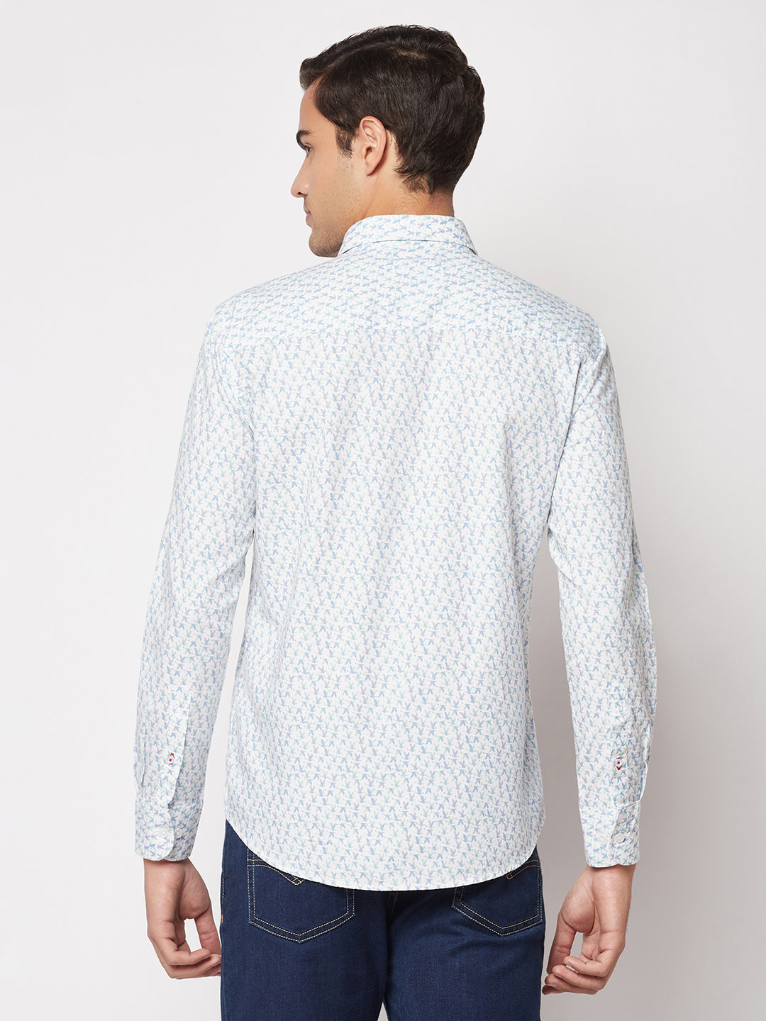  Sky Blue Abstract Print Shirt