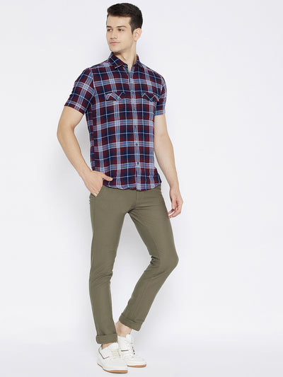 Olive Slim Fit Trousers - Men Trousers