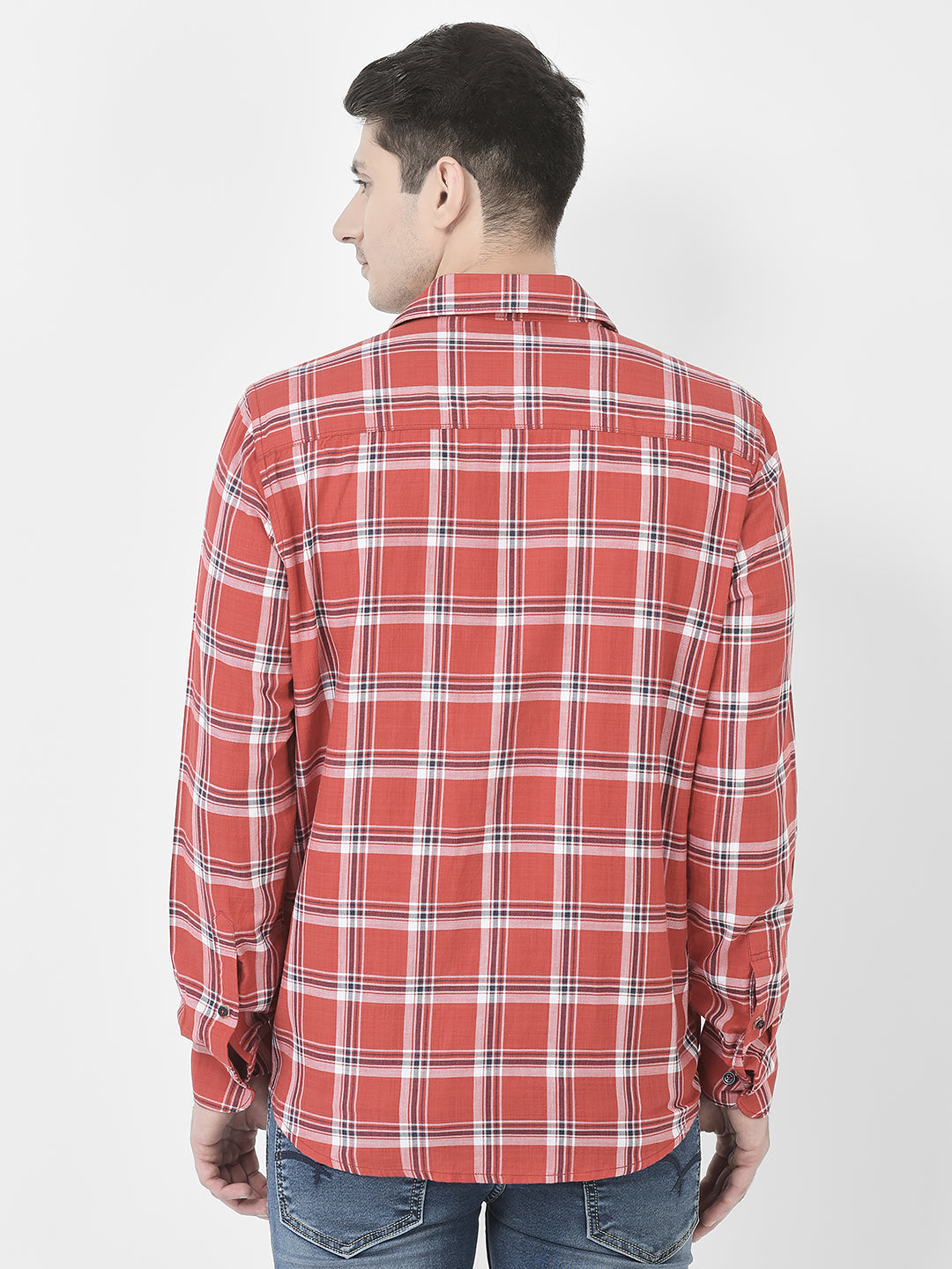  Bright Red Checkered Shirt