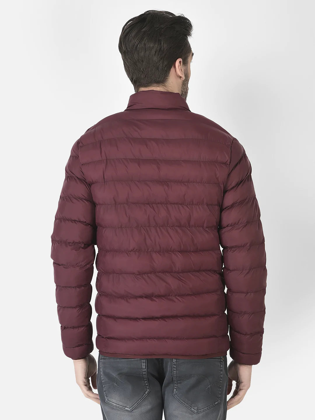 Burgundy puffer jacket mens best sale