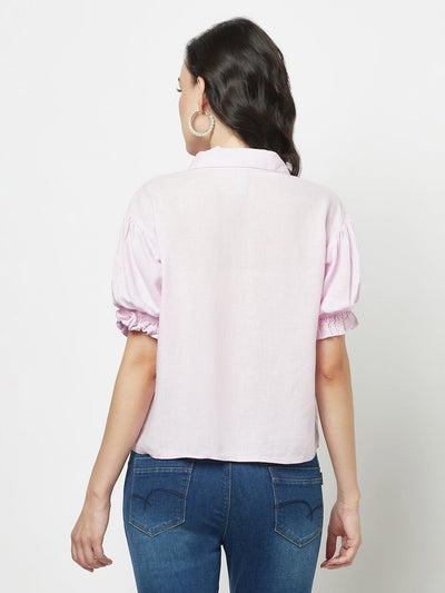  Plain Cropped Light Purple Shirt