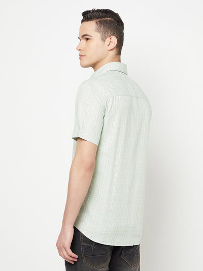 Mint Green Checked Shirt - Men Shirts