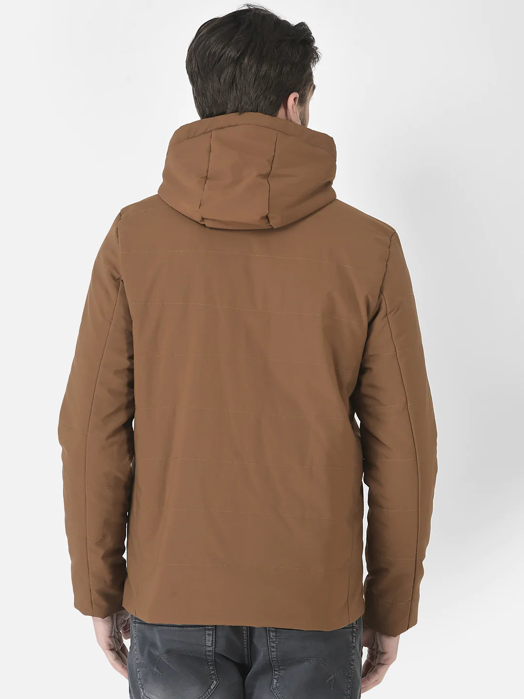  Tan Hooded Light-Padding Jacket