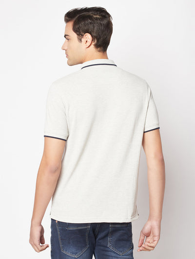  Ecru Melange Minimal Polo T-Shirt