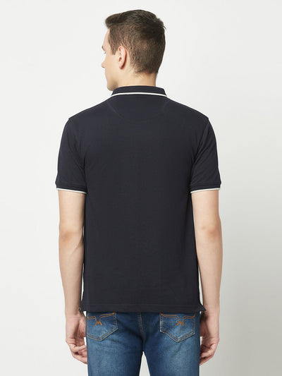  Dark Navy Minimal Polo T-Shirt