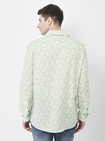  Light Green Floral Print Shirt