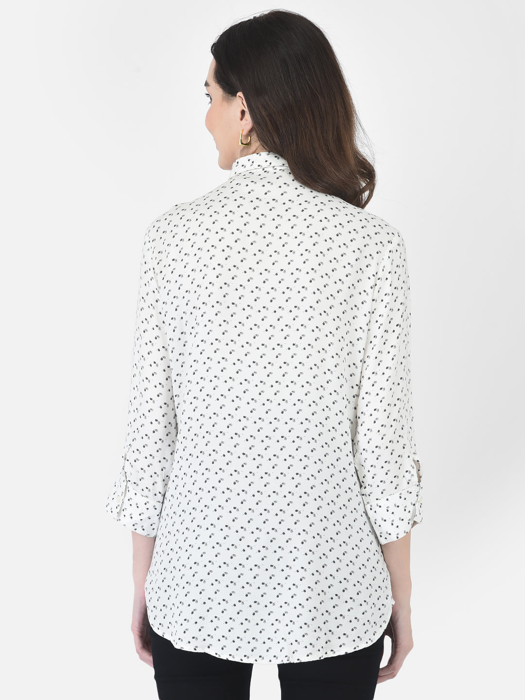 White Printed Button-Down - Women Shirts